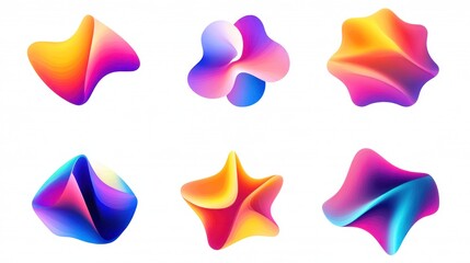 Poster - Abstract Fluid Shapes with Vibrant Gradients on a Clean White Background