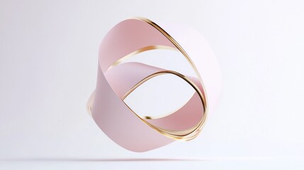 Poster - Elegant Pink and Gold Abstract Shape on White Backdrop for Modern Design
