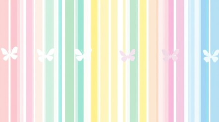 Poster - Pastel Rainbow Stripes with Butterflies for Baby Shower Decoration