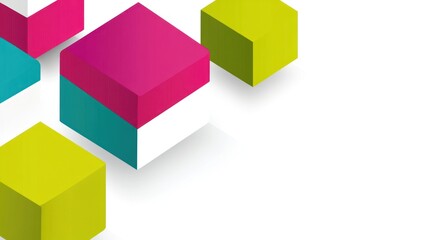 Poster - Abstract Background with Colorful 3D Cubes on White Surface Design