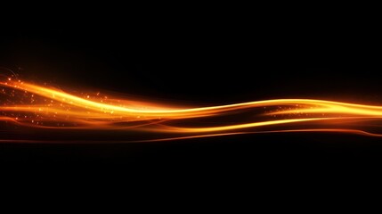 Fototapete - Abstract golden light trails on a dark background for elegant design