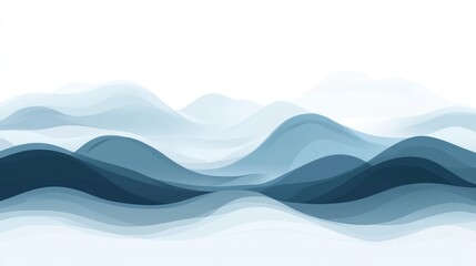Poster - Abstract Blue Mountain Range Illustration with Overlapping Layers