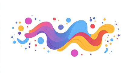 Poster - Abstract Vibrant Gradient Wave with Colorful Dots on White Background