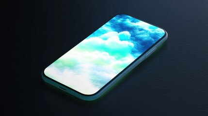 Wall Mural - Smartphone displaying clouds, dark background