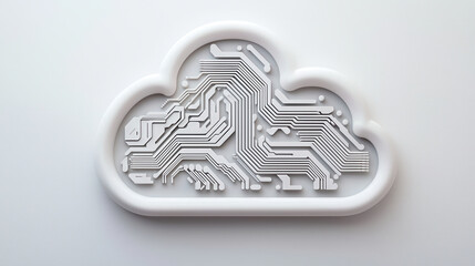 Poster - cloud based file storage abstract circuit board forming cloud shape, symbolizing digital connectivit