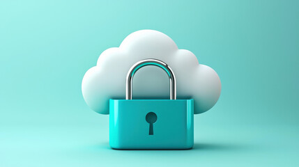 Poster - cloud based file storage secure cloud storage concept with lock symbolizing data protection