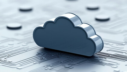 Poster - cloud based file storage Cloud symbol on circuit board representing digital connectivity