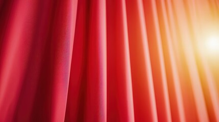 Poster - a vibrant red curtain with a soft texture, illuminated by a warm light, creating a warm and inviting