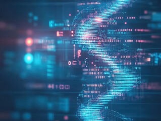 Poster - Intricate Helix Structure Representing Genetic Code in Vibrant Colors Creating a Fascinating Visual Representation of Life and Biological Information