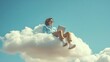 © Dari - Smiling Woman Cloud Working: Laptop on Sky Dream Job