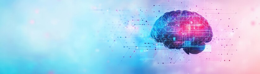 Poster - Vibrant and Colorful Brain Illustration Surrounded by Abstract Patterns and Shapes Creating a Dynamic and Engaging Visual Representation of Thought