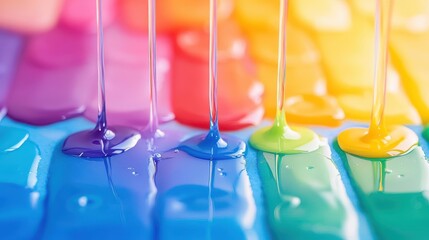Aufkleber - Vibrant Palette of Colorful Paints Spilled Across a Rustic Table Surface Creating a Dynamic and Artistic Atmosphere for Creative Expression and Inspiration