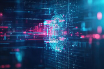 Poster - Intricate Digital Computer Chip Design Showcasing Advanced Technology and Precision Engineering in a Modern Futuristic Context with Vibrant Colors