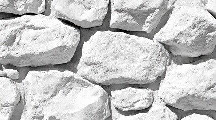 Poster - Textured white stone wall with natural irregularities