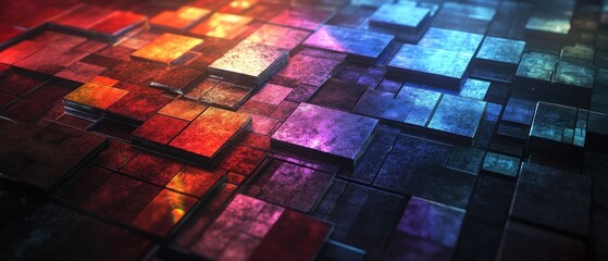 Poster - colorful abstract geometric pattern with reflections