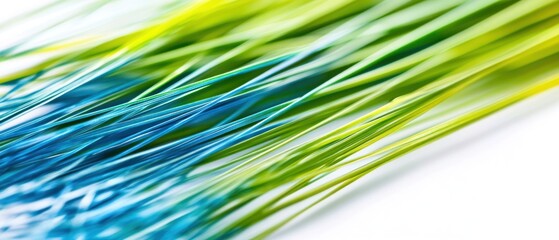 Aufkleber - Vibrant green and blue grass blades on white background