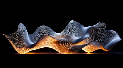 Poster - abstract wave sculpture illuminated in dark space