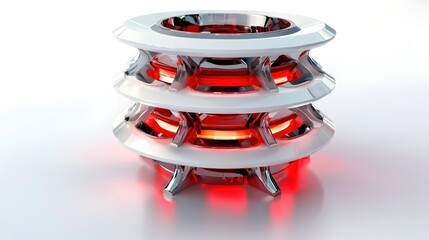 Poster - Futuristic Glowing Technology Core Device with Red Illumination on a White Surface