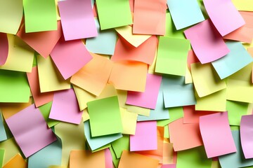 Poster - Colorful Sticky Notes Background Displaying a Vibrant Array of Pastel Shades and Paper Texture