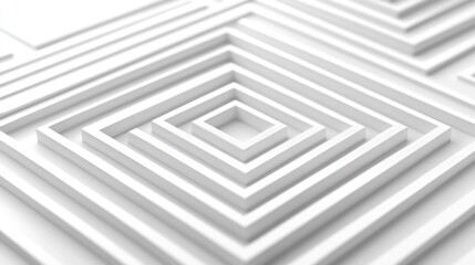 Poster - Abstract white geometric layers with depth and shadows