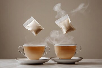 Poster - Steaming Hot Tea with Floating Tea Bags