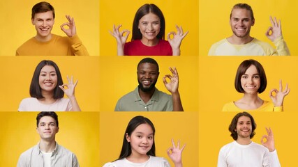Poster - A vibrant collection features individuals of various backgrounds making an okay gesture with their hands. This uplifting set showcases positivity and inclusivity in lifestyle expressions.