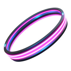 Poster - Colorful Neon Light Ring with Glowing Effects and Smooth Surface