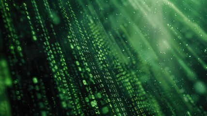 Poster - Vibrant green matrix style background perfect for commercial proposals and digital projects, showcasing data streams and abstract technology themes.