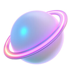 Poster - Futuristic Planet with Colorful Rings and Soft Glow Effect