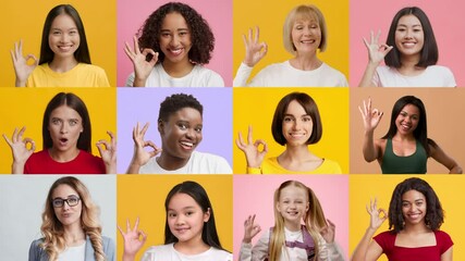 Poster - A vibrant collection of women displaying the OK gesture, showcasing diversity and positivity.