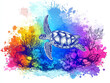 © Prachya - Sea turtle swimming in vibrant underwater coral reef scene