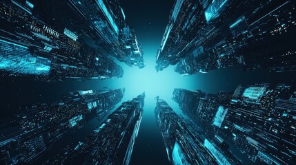 Poster - Futuristic Cityscape: A Digital Metropolis Rising