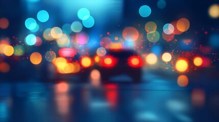 Poster - Motion Blur car flashing lights on the road scene background 