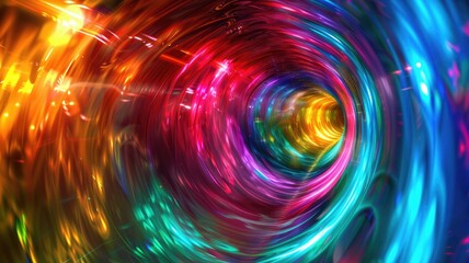 Poster - Experience a stunning display of vibrant colors in a swirling neon vortex, perfect for digital art or wallpaper that captivates and inspires creativity.