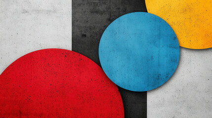Fototapete - Contemporary Bold Graphic Layout with Colorful Circular Shapes on Textured Background