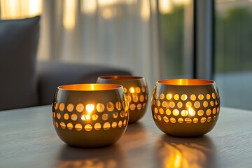 Sticker - Golden Candle Holders: A Warm Ambiance