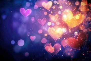 Poster - Colorful Heart Shapes with Soft Bokeh Background for Romantic Expressions and Celebrations of Love in Various Settings and Events