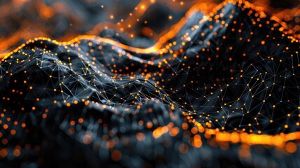 Poster - An abstract representation of a wireless mesh network showcasing interconnected nodes and data flow. This visualization highlights technology and connectivity within IoT environments.