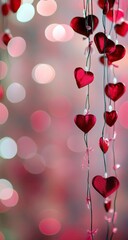 Poster - Romantic and Elegant Decoration with Sparkling Red Hearts and Dazzling Bokeh Background for Celebratory Occasions and Love Themes