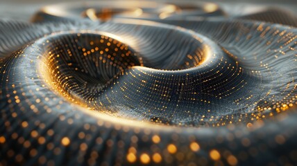 Poster - Discover a mesmerizing golden wave swirl, showcasing intricate patterns and textures. This stunning abstract visual captures the essence of movement and elegance, perfect for enhancing your creative