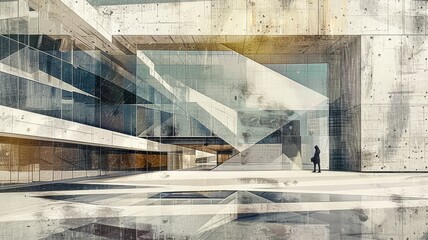 Poster - A striking representation of a modern architect's vision, showcasing a building's front design with geometric shapes and contemporary elements. Ideal for architectural projects.