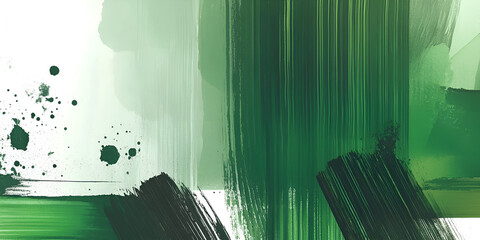 Poster - green strokes: a contemporary artistic image showcasing an abstract composition of overlapping green