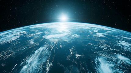 Wall Mural - stunning view of earth from space at sunrise with starry sky