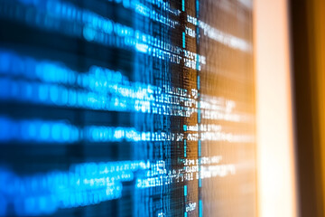 Poster - Cyber Code Display: Dive into a world of digital innovation with a captivating shot of intricate cyber code displayed on a computer screen.