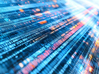 Poster - Digital Data Stream: An abstract representation of a digital data stream, with lines of code and bright colors, suggesting the flow of information in the digital world.
