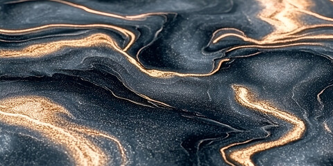 Poster - Ethereal Marble Swirls: A mesmerizing swirl of deep blue and shimmering gold, reminiscent of luxurious marble, creating a sense of opulence and artistic expression. 