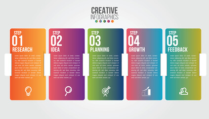 Wall Mural - business infographic design template with icons and 5 numbers options or steps. can be used for proc