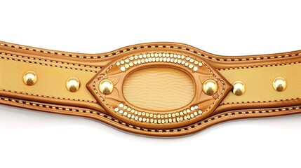 A simple and distinct belt is prominently displayed all alone on a clean, expansive white background. The belt's design, texture, and details are clearly visible, making it a focal point. This unclutt