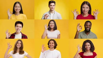 Poster - A vibrant collage showcases a diverse collection of individuals, including men and women, each confidently displaying the okay hand gesture.