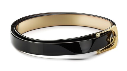 A simple and distinct belt is prominently displayed all alone on a clean, expansive white background. The belt's design, texture, and details are clearly visible, making it a focal point. This unclutt